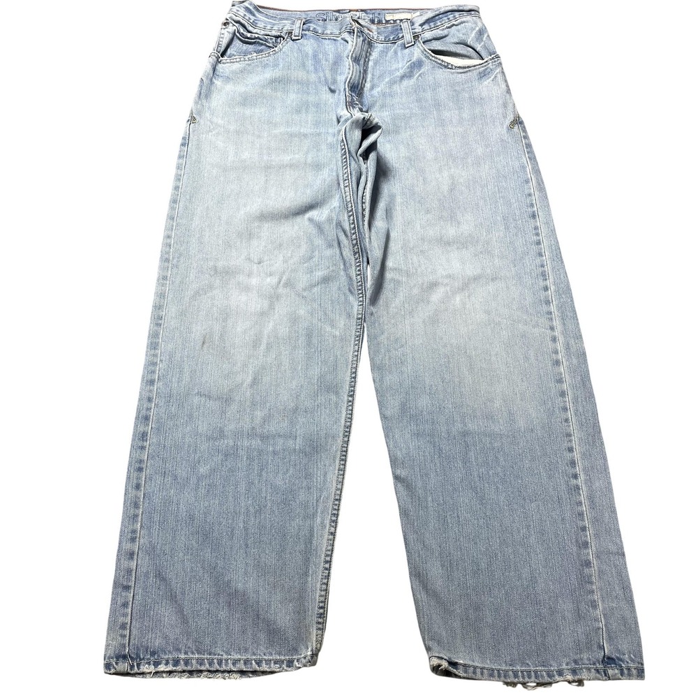 Levis SilverTab Baggy Jeans Men 34x32 Blue Light Wash Relaxed Wide Leg Denim Y2K